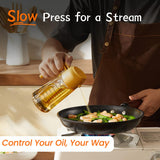 TrendPlain 16oz/470ml Glass Olive Oil Sprayer for Cooking - 2 in 1 Olive Oil Dispenser for Kitchen Gadgets, Air Fryer, Salad, and BBQ - Navy