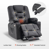MCombo Power Lift Recliner Chair for Elderly, Lift Chair with Heat and Massage, USB Ports, Cup Holders, Faux Leather 7519 (Medium, Dark Brown)