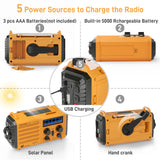 NOAA Weather Radio, Emergency Hand Crank Radio with Solar Charger, Portable Battery Operated AM FM Shortwave Radio with LED Flashlight, USB Charger, Earbud Jack, SOS Alert for Home Survival Hurricane