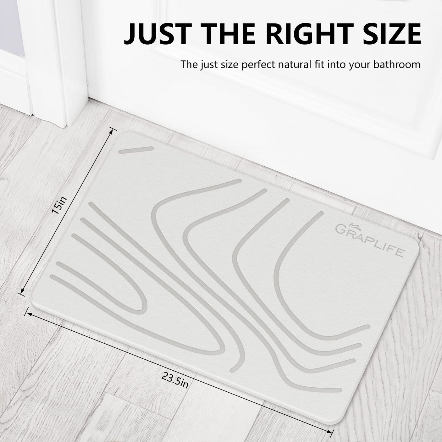 Stone Bath Mat, Diatomaceous Earth Shower Mat, Non-Slip Super Absorbent Quick Drying Bathroom Floor Mat, Natural, Easy to Clean (23.6 x 15.35 Darkgrey)