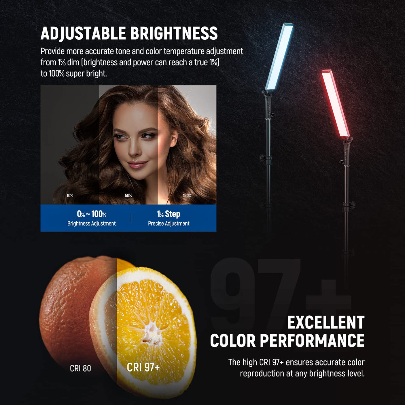 NEEWER RGB LED Video Light Stick, Touch Bar & APP Control, Magnetic Handheld Photography Lighting Wand, Dimmable 3200K~5600K CRI98+ Full Color LED Light with 6400mAh Battery, 17 Scenes, RGB1