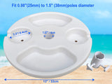 AMMSUN 13" Beach Umbrella Table Tray for Beach, Patio, Garden, Swimming Pool with Cup Holders, Snack Compartments Teal