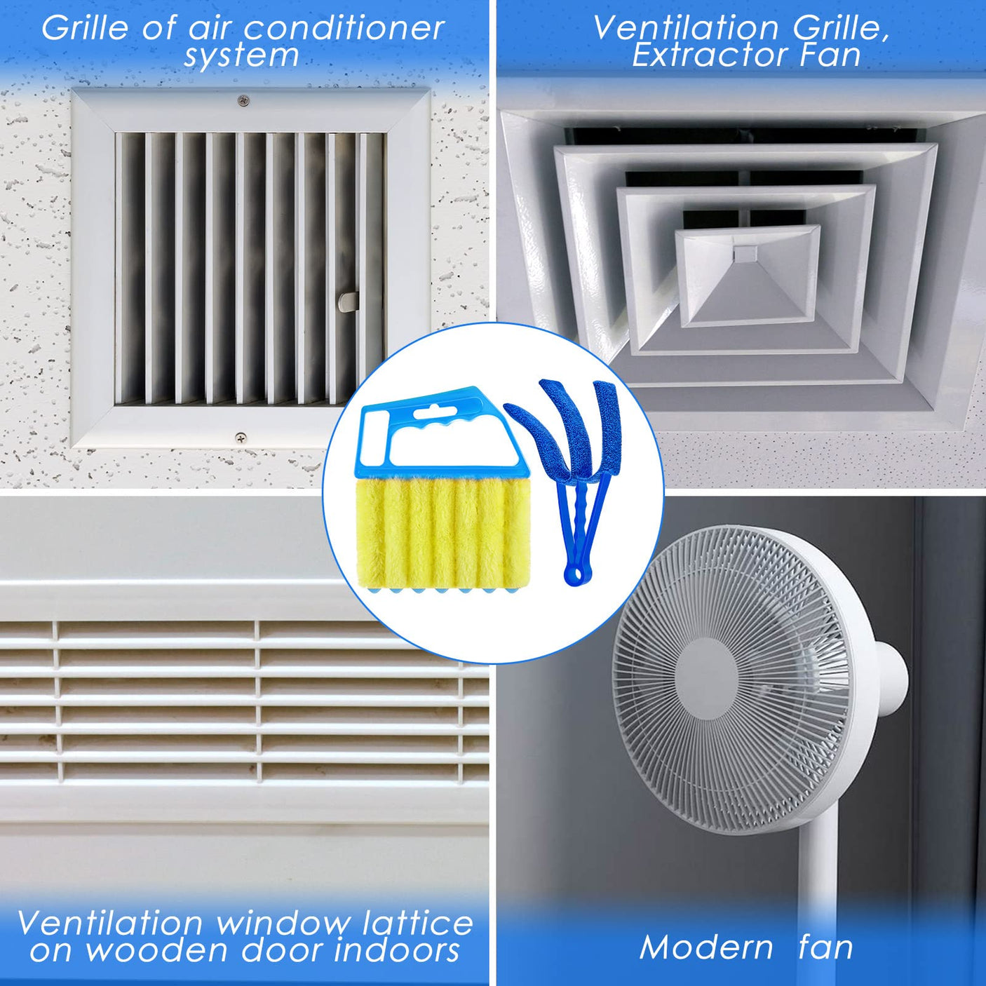 4 Pcs Window Venetian Blind Cleaner Duster Tool 7 Finger Blind Rush and Shutter Cleaner Brush Hand-held Window Shutter Air Conditioner Duster for Dirt(Yellow, Orange)