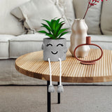 Zerzsy 3pcs Creative Artificial Succulents with Gray Flower Pots, Mini Potted Succulents for Home Office Desk Decor and Gift Choice