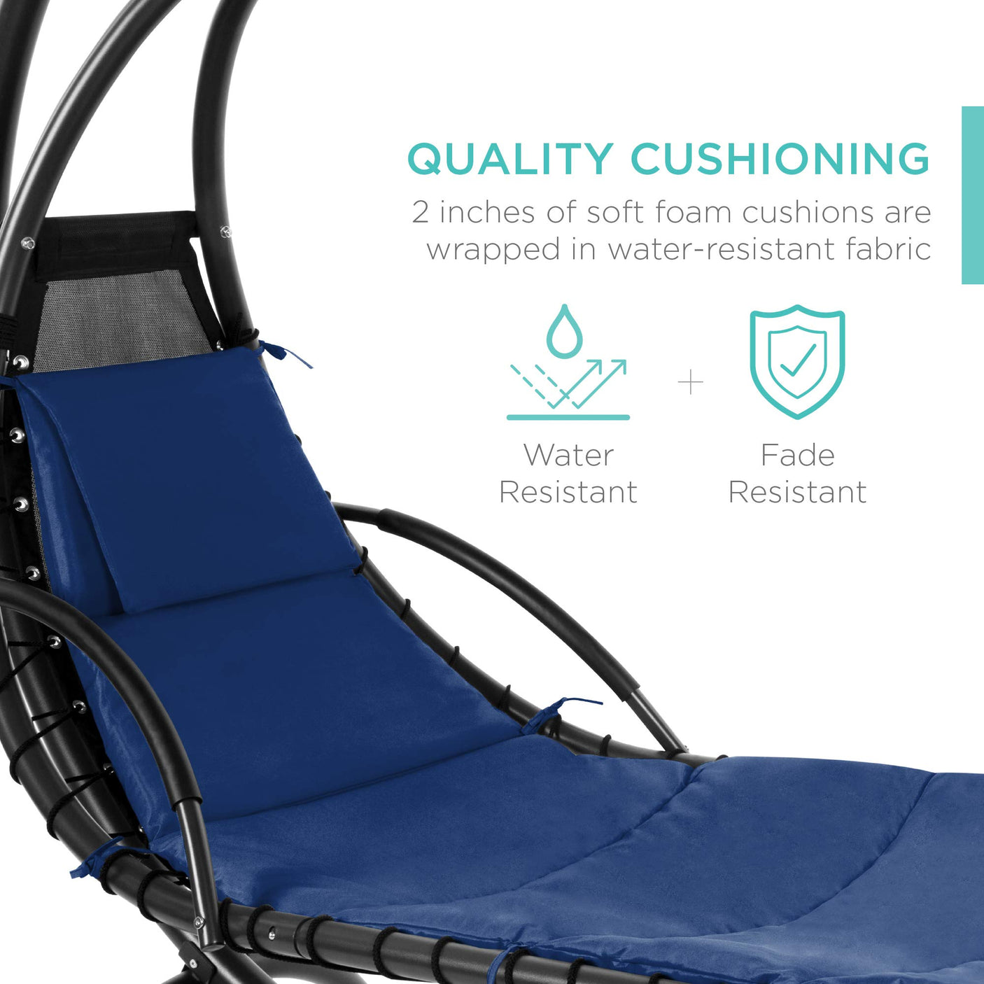 Best Choice Products Outdoor Hanging Curved Steel Chaise Lounge Chair Swing w/Built-in Pillow and Removable Canopy -Red