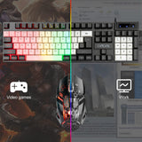 CHONCHOW LED Keyboard and Mouse, 104 Keys Rainbow Backlit Keyboard and 7 Color RGB Mouse, White Gaming Keyboard and Mouse Combo for PC Laptop Xbox PS4 Gamers and Work