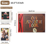 Scrapbook Photo Album,Our Adventure Book, Embossed Words Hard Cover Movie Up Travel Scrapbook for Anniversary, Wedding, Travelling, Baby Shower, etc (Adventure Book)
