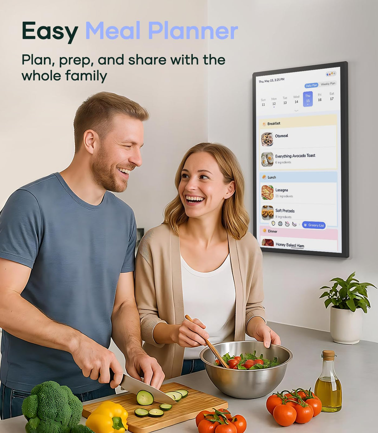 Cozyla 32 Inch Digital Calendar Wall Touch Screen Chore Chart To Do List Notepad Electronic Smart Calendar Digital for Family Meal Planner Support All App Via App Store Android Tablet Wall Mount Black