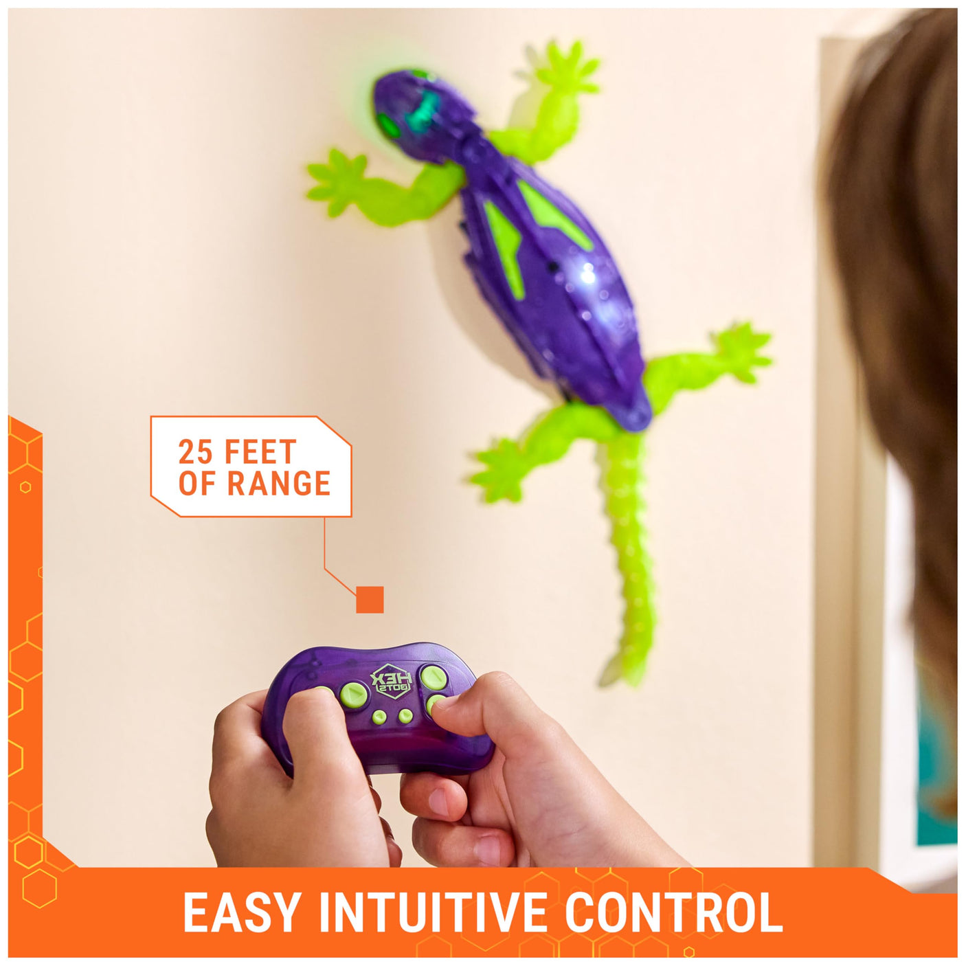 HEX BOTS Wall Crawler Gecko, Rechargeable Remote Control Robot Kids Toys, Climbs up Walls, RC Robot Toys for Boys & Girls Ages 4 & Up