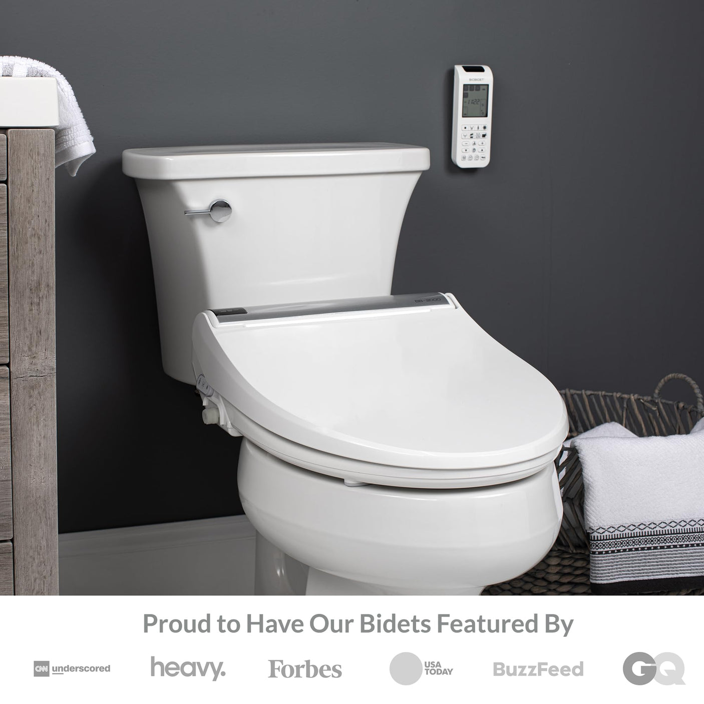 Bio Bidet BB2000 Bliss Electric Bidet Toilet Seat, Warm Water with Air Dryer, Heated Seat with Sensor and Slow Close Lid, Night Light, Remote Control, Elongated, White
