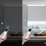 Motorized Smart Blind for Window with Remote Control, Automatic Blackout Roller Shade Customizable Size,with Valance Child Safety Rechargeable Battery Blinds (Full Blackout Black)