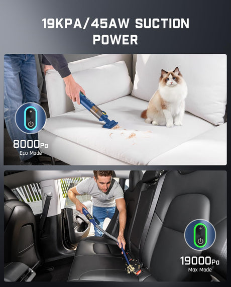 Fanttik Slim V8 APEX Car Vacuum, 4-in-1 Portable Mini Cordless Vacuum with 19000pa Suction Power, Type-C Charge, 2 Suction Modes, Handheld Vacuum for Car, Office Desk, Keyboards (Black)