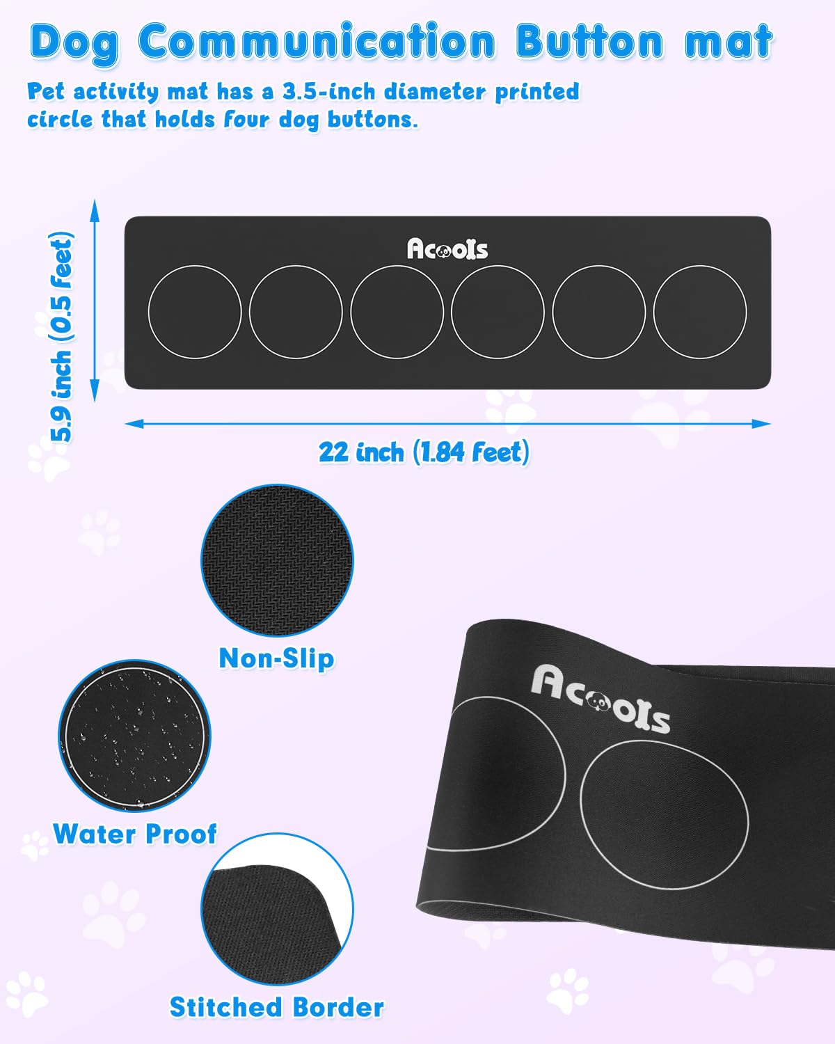 Dog Buttons for Communication, 8 Pcs Dog Talking Button Set, 30s Recordable Voice Pet Buzzer Training Buttons, Speaking Button for Dogs with Waterproof Anti-Slip Dog Button Mat and 48 Scene Stickers