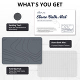 Stone Bath Mat, Diatomaceous Earth Shower Mat, Non-Slip Super Absorbent Quick Drying Bathroom Floor Mat, Natural, Easy to Clean (23.6 x 15.35 Darkgrey)