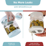 WhiteRhino Pickle Jar with Strainer Flip,34oz Pickle Container Pickle and Olive Hourglass Jar,Glass Flip Pickle Jar Juice Separator Jar with Airtight Lid for Jalapeno Gherkin
