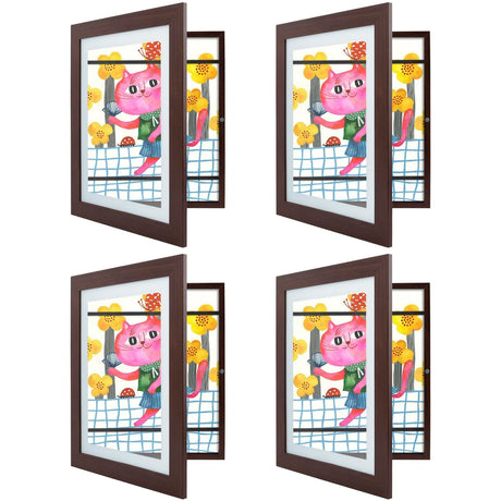 Golden State Art, 10x12.5 Kids Art Frames, Front-Opening Picture Frame Great for Kids Drawings, Artworks, Children Art Projects, Schoolwork, Home or Office (Walnut Set of 2)