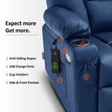 MCombo Power Lift Recliner Chair for Elderly, Lift Chair with Heat and Massage, USB Ports, Cup Holders, Faux Leather 7519 (Medium, Dark Brown)