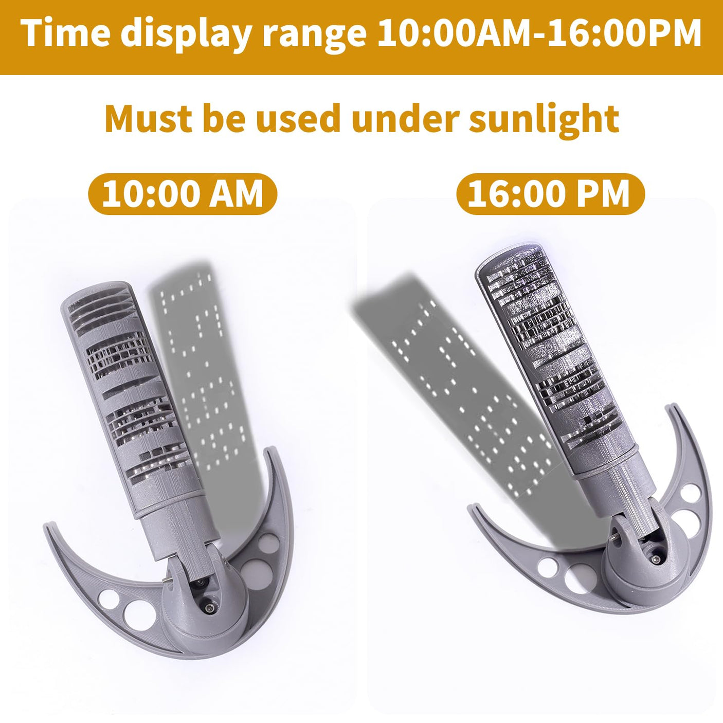 3D Printed Digital Sundial - Solar Powered Time Display | 3D Printed Innovative Sundial Clock | Eco-Friendly, No Batteries Needed | Unique Outdoor Decor & STEM Educational Tool (Black White)