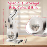 Wooden Dinosaur Piggy Bank Boalord for Boys Kids Girls Clear Big Belly Animal Coin Bank for Toddler Real Money Toy（Dino-Blue）