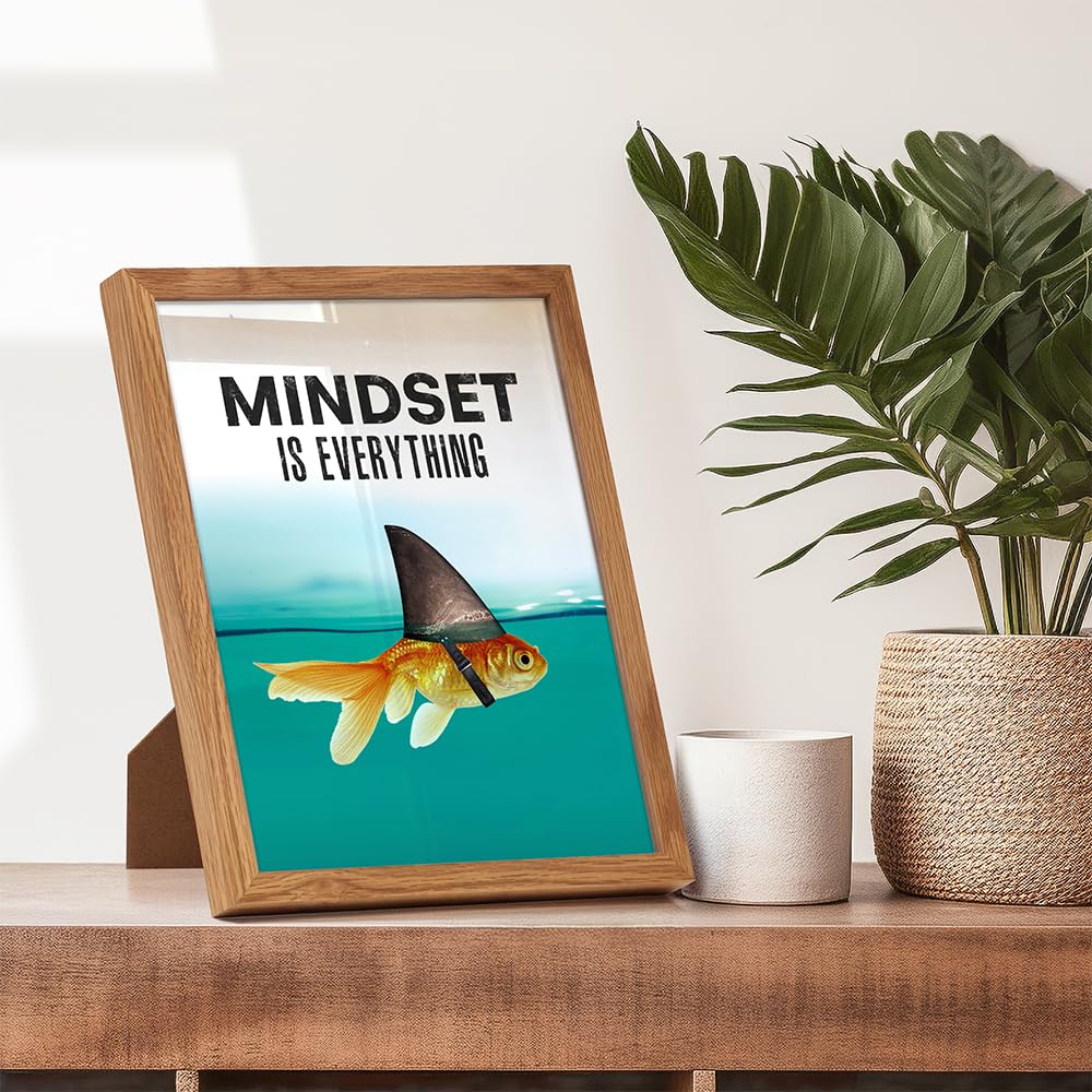 Motivational Wall Art Posters for Home, Office - Mindset is Everything - LARGE 11X14 - Inspirational Gifts for Men, Students - Entrepreneur Wall Art Decor - Uplifting Self-Improvement Positive Quotes