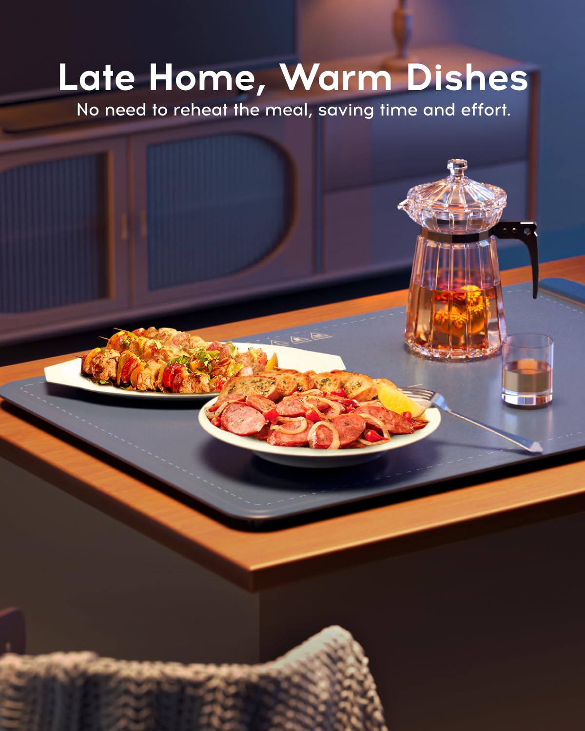 Electric Warming Tray - Full Surface Heating,Rollable & Portable,Premium Silicone Nano-Material,3 Temperature Settings,Auto Shut-Off -Versatile Food Warmer for Gatherings,Parties,Everyday Use