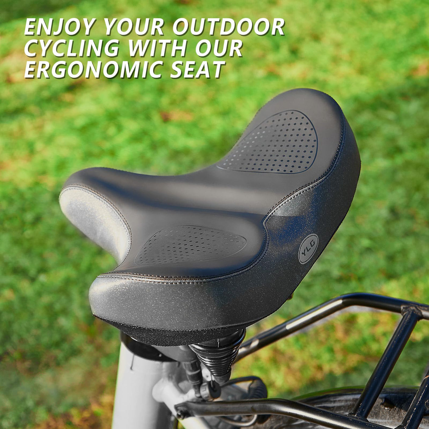 YLG Oversized Comfort Bike Seat Comfortable Replacement Bike Saddle Memory Foam Soft Bike Saddle Waterproof Universal Fit Bicycle Seat for Women Men