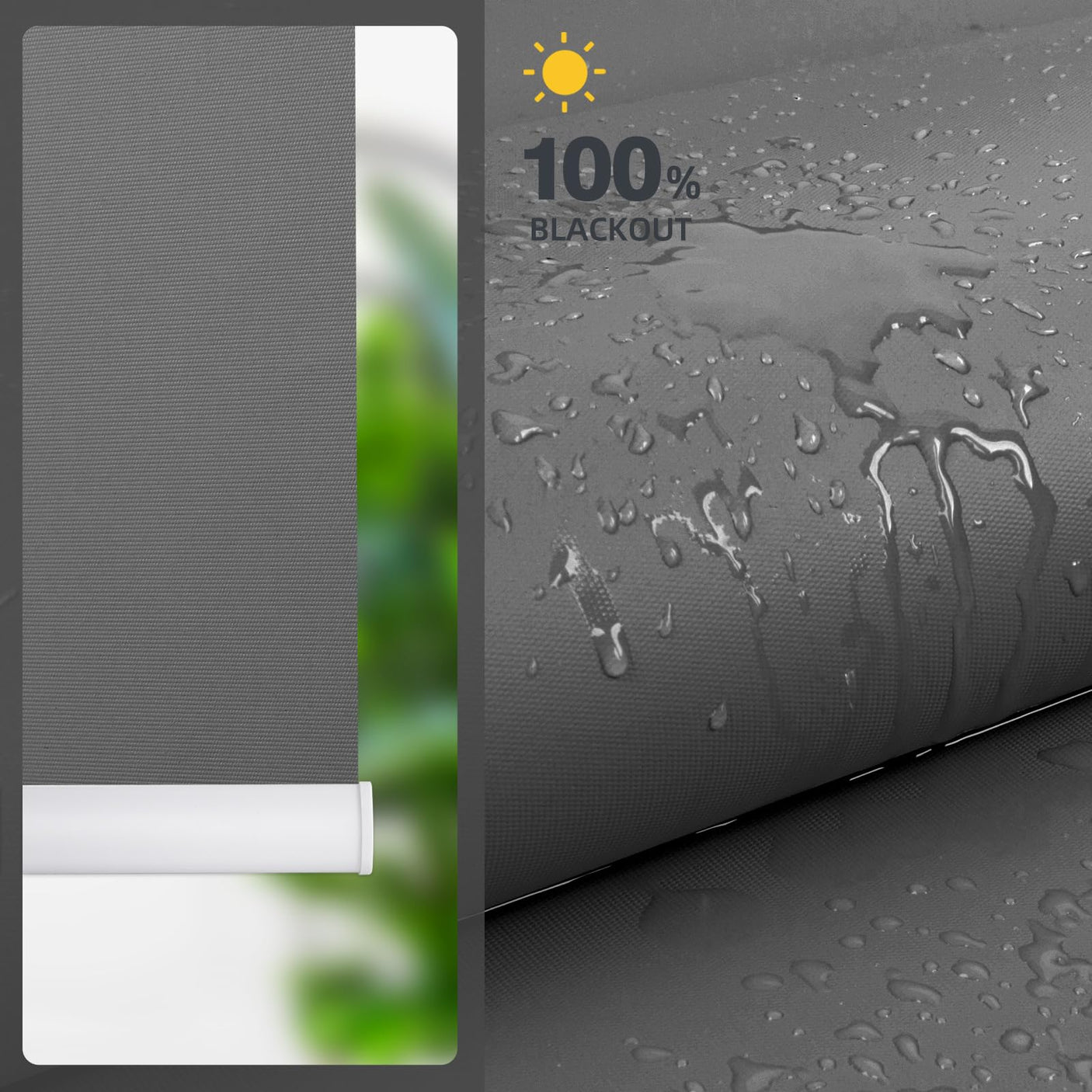 Motorized Smart Blind for Window with Remote Control, Automatic Blackout Roller Shade Customizable Size,with Valance Child Safety Rechargeable Battery Blinds (Full Blackout Black)