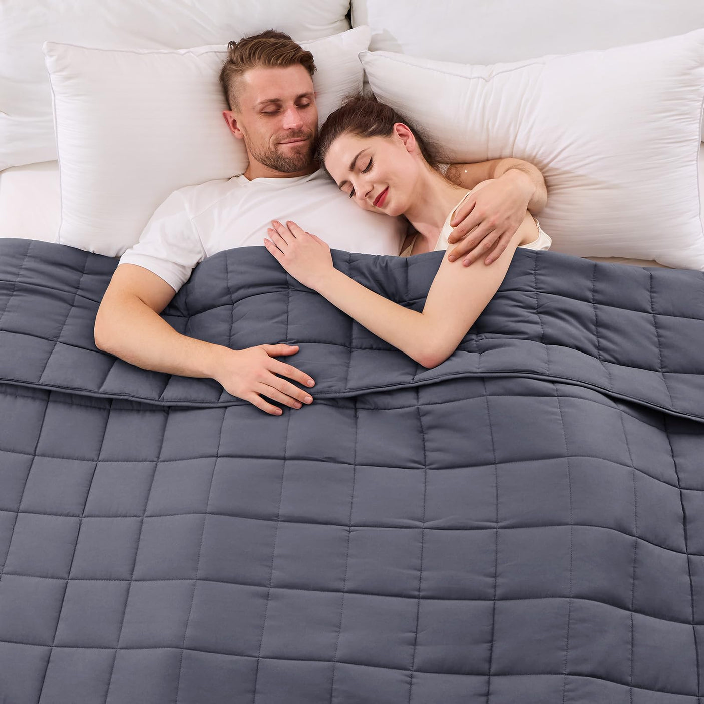 yescool Weighted Blanket for Adults (20 lbs, 60” x 80”, Blue) Cooling Heavy Blanket for Sleeping Perfect for 190-210 lbs, Queen Size Breathable Blanket with Premium Glass Bead, Machine Washable