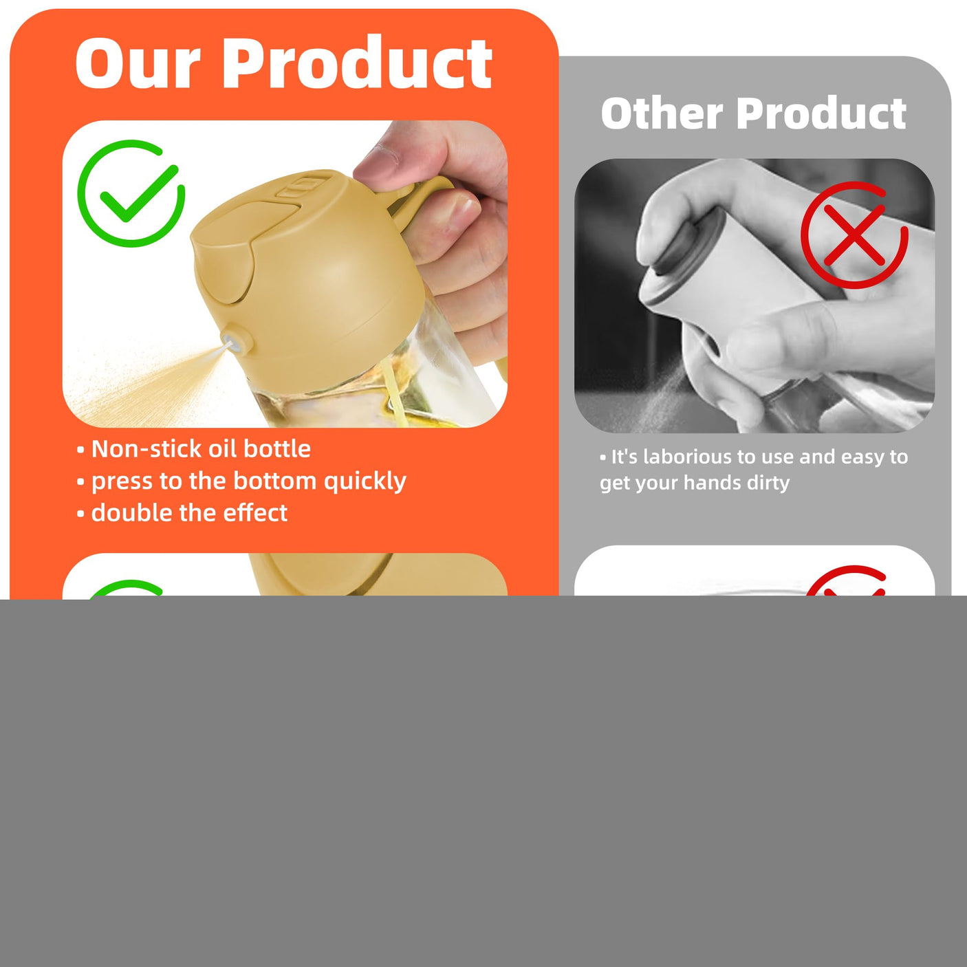 TrendPlain 16oz/470ml Glass Olive Oil Sprayer for Cooking - 2 in 1 Olive Oil Dispenser for Kitchen Gadgets, Air Fryer, Salad, and BBQ - Navy