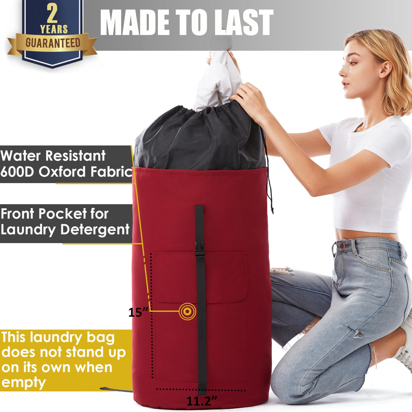 Laundry Bag Backpack Extra Large, 115L Laundry Backpack with Padded Shoulder Strap, Sturdy Travel Laundry Bags, Hanging Laundry Bag for College Dorm, Apartment, Clothes Hamper Bag for Laundromat
