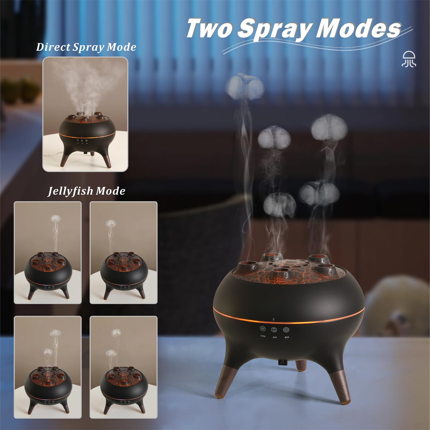 Essential Oil Diffuser 250ML Dancing Jellyfish Aromatherapy Diffuser Humidifier with 7 Colors LED Lights,Remote Control,Plug in for Bedroom,Office (White)