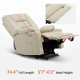 MCombo Power Lift Recliner Chair for Elderly, Lift Chair with Heat and Massage, USB Ports, Cup Holders, Faux Leather 7519 (Medium, Dark Brown)