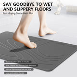 Stone Bath Mat, Diatomaceous Earth Shower Mat, Non-Slip Super Absorbent Quick Drying Bathroom Floor Mat, Natural, Easy to Clean (23.6 x 15.35 Darkgrey)