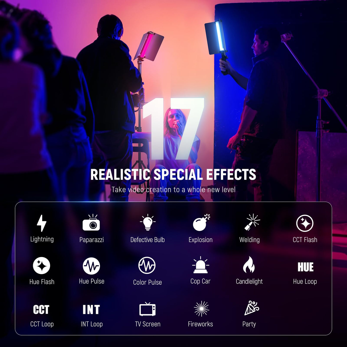 NEEWER RGB LED Video Light Stick, Touch Bar & APP Control, Magnetic Handheld Photography Lighting Wand, Dimmable 3200K~5600K CRI98+ Full Color LED Light with 6400mAh Battery, 17 Scenes, RGB1