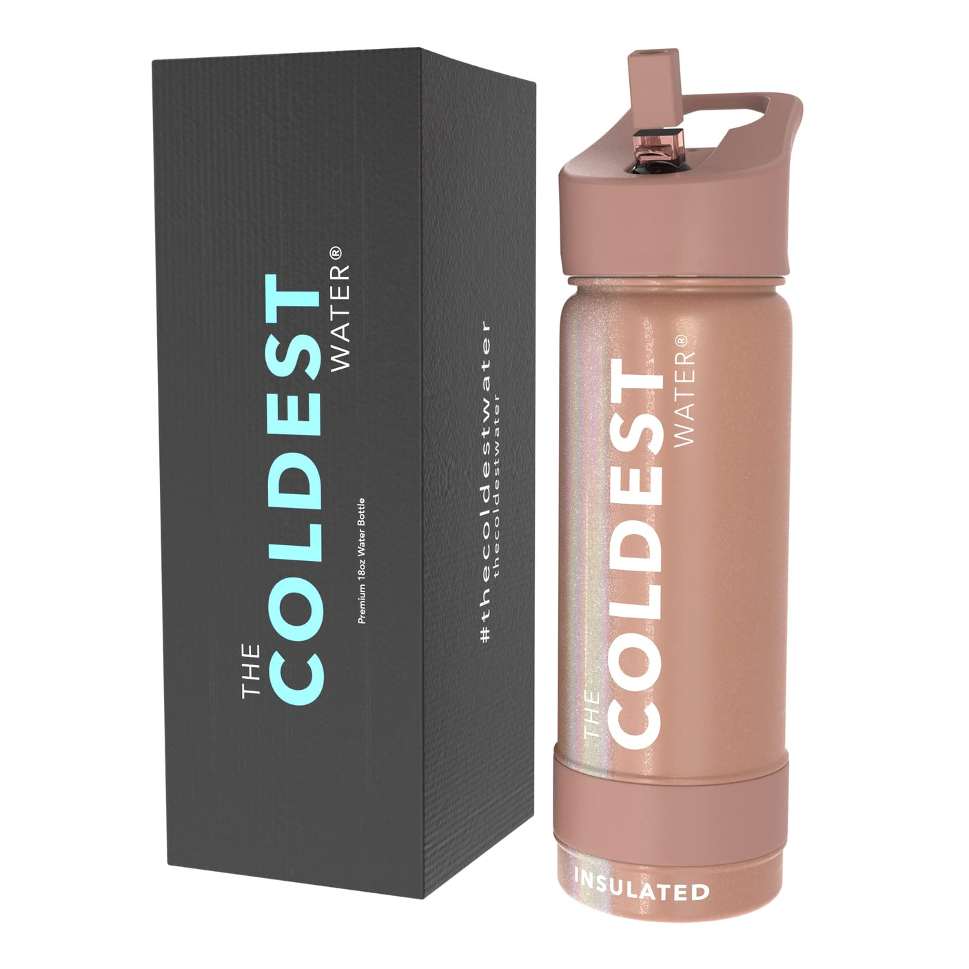 Coldest Insulated Water Bottle with Straw Lid - Stainless Steel Metal Thermos for Men & Women (Matte Black, 32 oz)