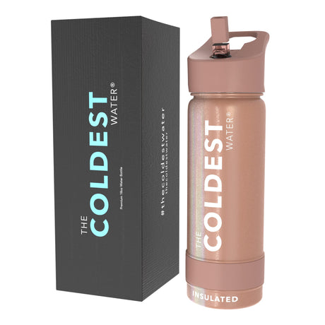Coldest Insulated Water Bottle with Straw Lid - Stainless Steel Metal Thermos for Men & Women (Matte Black, 32 oz)