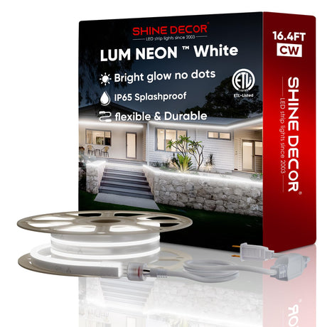 Shine Decor LED RGB Neon Rope Lights AC 120V, Expandable & Cuttable Bright Strip Lighting with Remote, Dimmable Color Changing, ETL Cold-Resistant & IP65 Waterproof for in&Outdoor, 10x20mm, 131.2FT
