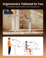 ErGear Height Adjustable Electric Standing Desk, 55 x 28 Inches Sit Stand up Desk, Large Memory Computer Home Office Desk with Two-Piece Desktop (Black)