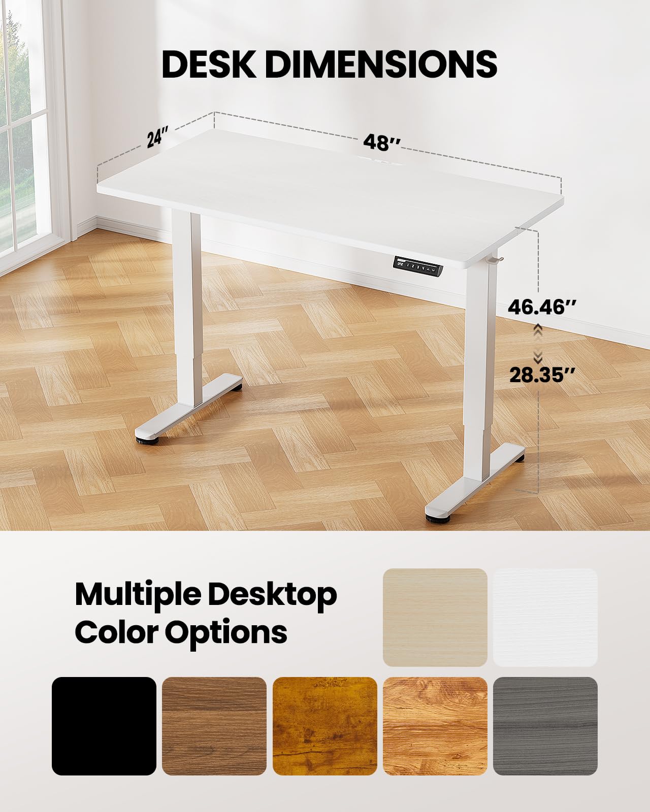 ErGear Height Adjustable Electric Standing Desk, 55 x 28 Inches Sit Stand up Desk, Large Memory Computer Home Office Desk with Two-Piece Desktop (Black)