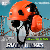 Industrial Safety Helmet with Visor Ear Muffs Hard Hat with Visor Vented Hardhats Construction Work Head Protection ANSI