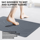 Stone Bath Mat, Diatomaceous Earth Shower Mat, Non-Slip Super Absorbent Quick Drying Bathroom Floor Mat, Natural, Easy to Clean (23.6 x 15.35 Darkgrey)