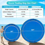 Round Floating Ring Inflatable Water Hammock Heavy Duty River Floats Lake Raft for Adults Tanning Pool Lounger Float Island Platform Pad Mat for Party