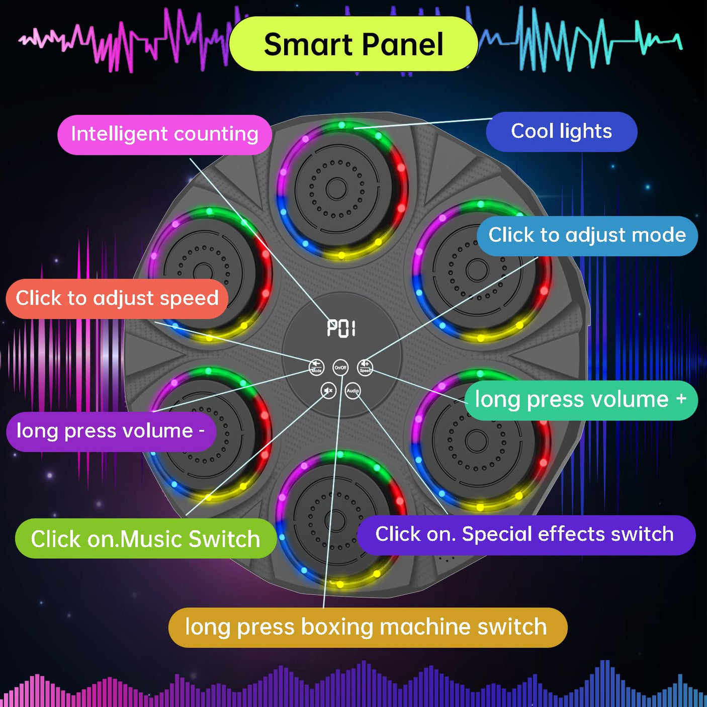 Music Boxing Machine Wall Mounted Smart Bluetooth Boxing Equipment for Boxing Enthusiasts