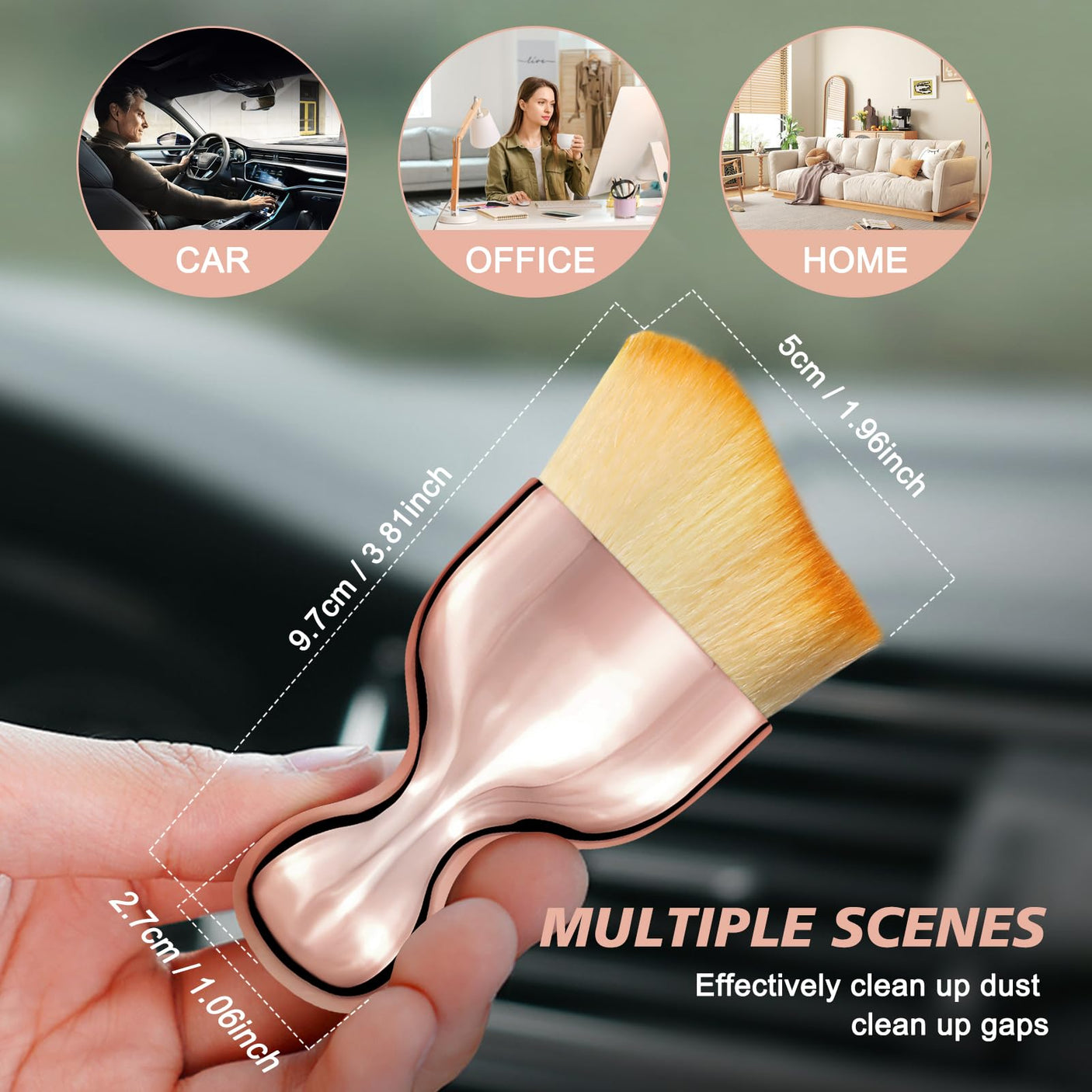 Ouzorp Car Interior Dust Brush, Car Detailing Brush, Soft Bristles Detailing Brush Dusting Tool for Automotive Dashboard, Air Conditioner Vents, Leather, Computer,Scratch Free