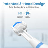 Triple Bristle Original Sonic Toothbrush | Rechargeable 31,000 VPM Tooth Brush | Patented 3 Head Design | Angled Bristles Clean Each Tooth | Dentist Created & Approved Original