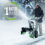 EGO Power+ SNT2112 21-Inch 56-Volt Lithium-Ion Cordless Snow Blower with Steel Auger - (2) 5.0Ah Batteries and Dual Port Charger Included, Black