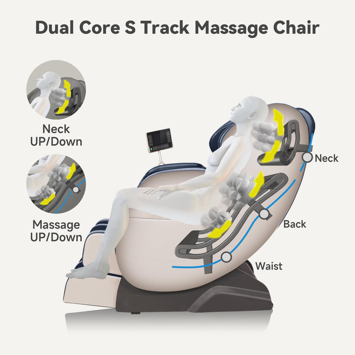 Real Relax 2024 Dual Core S Track Full Body Zero Gravity Massage Chair Recliner with App Control, Black