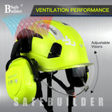 Industrial Safety Helmet with Visor Ear Muffs Hard Hat with Visor Vented Hardhats Construction Work Head Protection ANSI