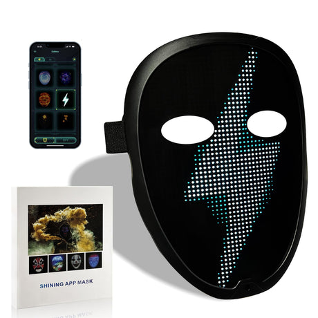 Depointer Life Led Mask with Rechargeable Bluetooth-compatible App Controlled, Customizable led mask, Lighted Face Transforming Mask, unisex-Adult