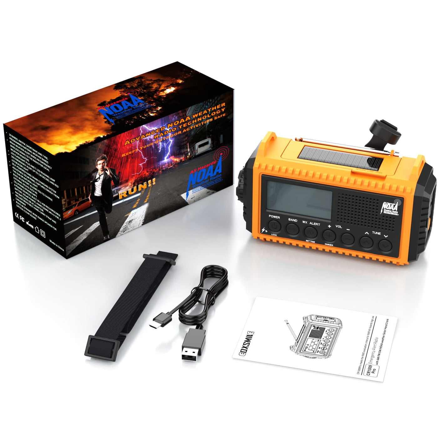 NOAA Weather Radio, Emergency Hand Crank Radio with Solar Charger, Portable Battery Operated AM FM Shortwave Radio with LED Flashlight, USB Charger, Earbud Jack, SOS Alert for Home Survival Hurricane